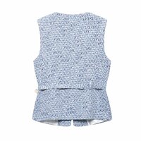 Street Fashion Belted Textured Slim Vest - Thumbnail 1