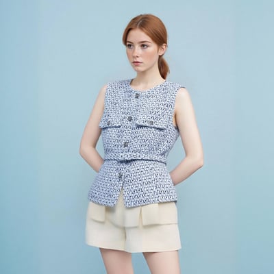 Street Fashion Belted Textured Slim Vest