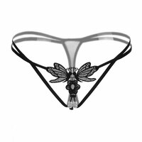 Sexy Butterfly Pearl Massage G-string Thong Naughty Briefs Lingerie Underpants Slutty Panties Women's Underwear T-Back  - Thumbnail 1