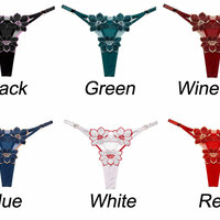 Sexy Floral 3 Flower Embroidery Mesh G-string Thong Seamless Panties Naughty Briefs Women's Underwear T-Back Lingerie Underpants - Thumbnail 5