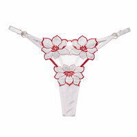Sexy Floral 3 Flower Embroidery Mesh G-string Thong Seamless Panties Naughty Briefs Women's Underwear T-Back Lingerie Underpants - Thumbnail 12