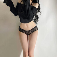 Sexy Backless Bell Bowknot Women's Underwear Thong T-Back Lingerie Slutty Underpants Lace Hollow Crotchless Panties Naughty Briefs - Thumbnail 4