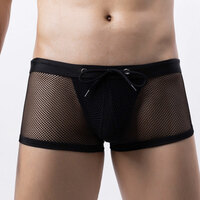 Sexy Fishnet Hollow Straps Athletic Supporter Knickers Crossdress Men's Lingerie Trunks Underpants Underwear Thongs Boxers Briefs  - Thumbnail 3