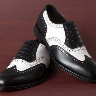 Handmade oxfords black white lace up formal dress shoes for mens wedding special outfit