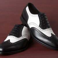 Handmade Oxfords Black White Lace Up Formal Dress Shoes For Mens Wedding Special Outfit - Thumbnail 1