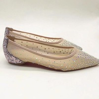 Pointed sequined rhinestone stilettos mesh high heels - Thumbnail 1