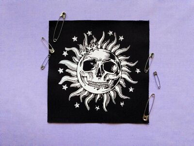Sun Skull with Stars Steampunk Goth Sew-on Patches