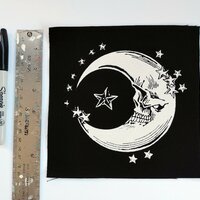 Moon Skull with Stars Steampunk Goth Sew-on Patches - Thumbnail 1