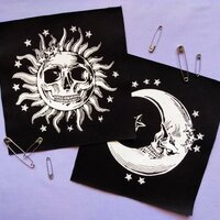 Moon Skull with Stars Steampunk Goth Sew-on Patches - Thumbnail 4
