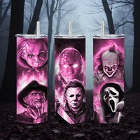 The Pink Slasher Squad | Horror Movie Icons | 20 oz Tumbler | Free Ship - Thumbnail 1