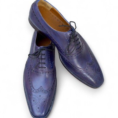 Crafted leather classic purple leather wingtip oxford dress shoes