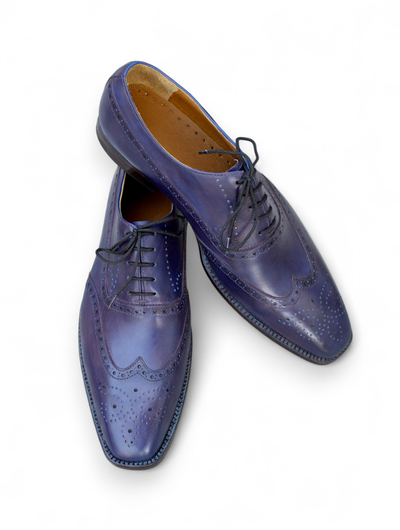 Crafted Leather Classic Purple Leather Wingtip Oxford Dress Shoes