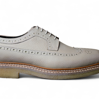 Crafted leather classic grain leather wingtip oxford dress shoes - Thumbnail 2