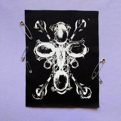 Industrial mechanical goth cross sew-on patches