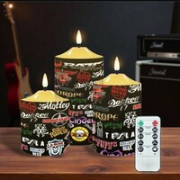 Heavy Metal Rock Band Logo Collage LED Flameless "Limited Edition" Trio Candles Set w/Remote | Free Ship - Thumbnail 2