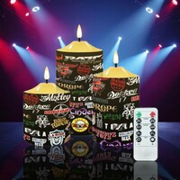 Heavy Metal Rock Band Logo Collage LED Flameless "Limited Edition" Trio Candles Set w/Remote | Free Ship - Thumbnail 1
