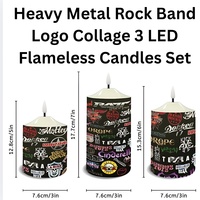Heavy Metal Rock Band Logo Collage LED Flameless "Limited Edition" Trio Candles Set w/Remote | Free Ship - Thumbnail 5