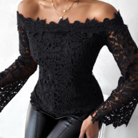 Elegant Long Sleeved Lace Top - Thumbnail 1