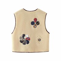 Fashionable Appliqué Lambswool Vest Jacket - Thumbnail 2