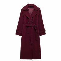 woolen double-breasted trench coat - Thumbnail 1