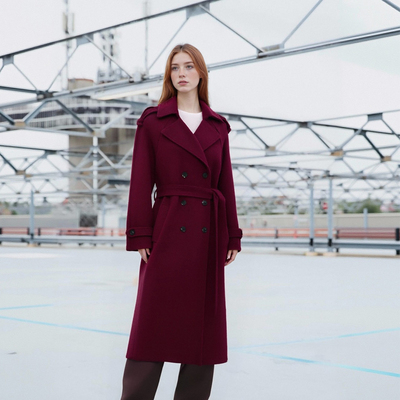 woolen double-breasted trench coat