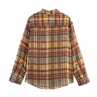 Urban casual top linen plaid shirt - Thumbnail 1