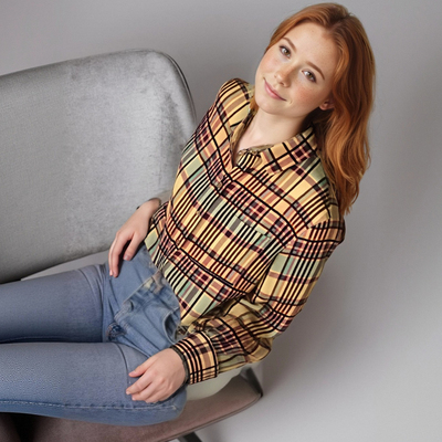 Urban casual top linen plaid shirt