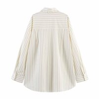 Fashion tie loose striped long-sleeved shirt - Thumbnail 2