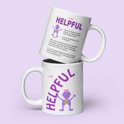 Cute helpful character cup