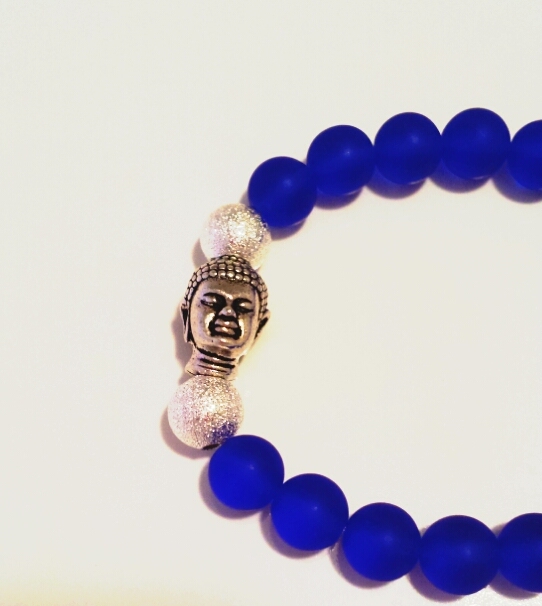 Sapphire & Silver Buddha Bracelet