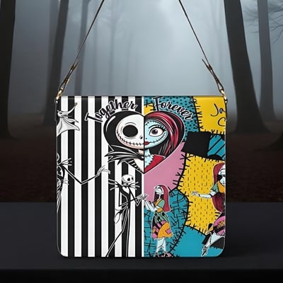 Nightmare before christmas jack & sally pop art patchwork leather bucket bag | free ship  jtprt