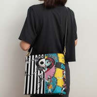 Nightmare Before Christmas Jack & Sally Pop Art Patchwork Leather Bucket Bag | Free Ship  JTPRT - Thumbnail 4