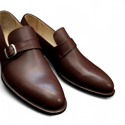 Crafted leather classic dark brown leather monk strap dress shoes - Thumbnail 2