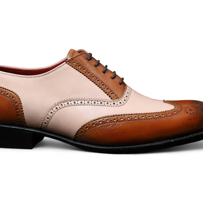 Crafted leather classic oxford leather wingtip dress shoes - Thumbnail 1