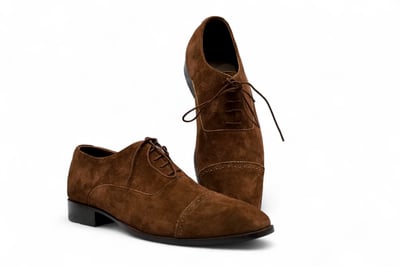 Crafted Leather Classic Brown Suede Leather Oxford Lace up Dress Shoes