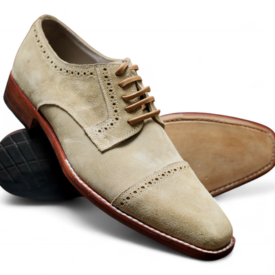 Crafted leather men genuine suede leather oxford lace up dress shoes - Thumbnail 1