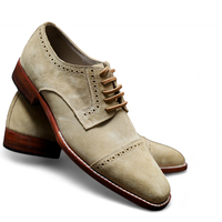 Crafted Leather Men Genuine Suede Leather Oxford Lace up Dress Shoes - Thumbnail 1