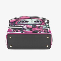 Kawaii Pastel Goth Doll Pink Stripes Leather Bucket Bag | Free Ship. JTPRT - Thumbnail 5