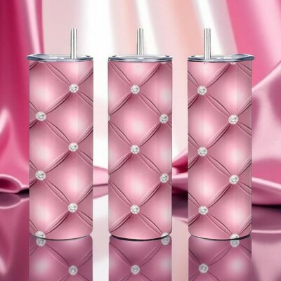 Luxe pink tufted velvet diamond pattern 20oz tumbler | free ship