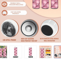 Luxe Pink Tufted Velvet Diamond Pattern 20oz Tumbler | Free Ship - Thumbnail 5