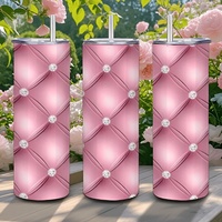 Luxe Pink Tufted Velvet Diamond Pattern 20oz Tumbler | Free Ship - Thumbnail 7