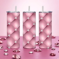 Luxe Pink Tufted Velvet Diamond Pattern 20oz Tumbler | Free Ship - Thumbnail 8