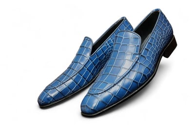 Crafted Leather Handmade Men Blue Crocodile/Alligator Leather Dress Shoes