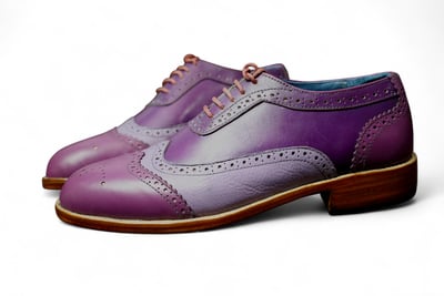 Crafted Leather Classic Handmade Mens Purple Wingtip Dress Oxford Shoes