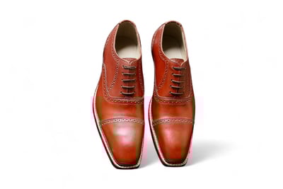 Crafted Leather Handmade Men Brown Leather Oxford Lace up Dress Shoes