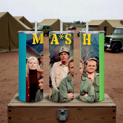 M*A*S*H TV Show Tumbler, 20oz Skinny Tumbler, Retro TV Show Merchandise, Hawkeye Pierce, Hot Lips Houlihan | Free Ship 