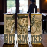 Gunsmoke TV Show Tumbler, Marshal Matt Dillon 20oz Skinny Tumbler, Classic Western Merchandise, James Arness | Free Ship - Thumbnail 1