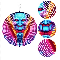 Jigsaw Billy Puppet Wind Spinner, Saw Movie Horror Ornament, Neon Style Metal Wind Chime, Halloween Decoration - Thumbnail 1