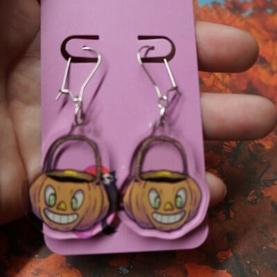 Vintage pumpkin bucket earrings