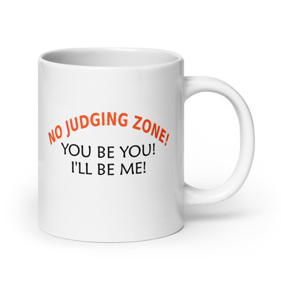 No judging zone mug